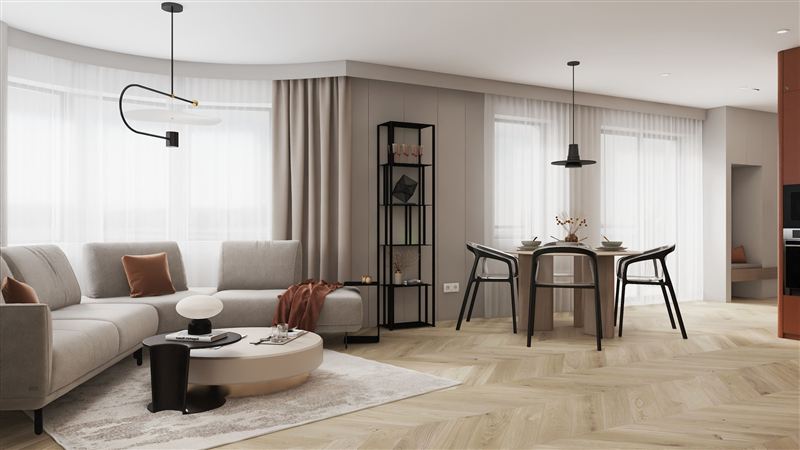 Salon z kuchnią w mieszkaniu 1.7