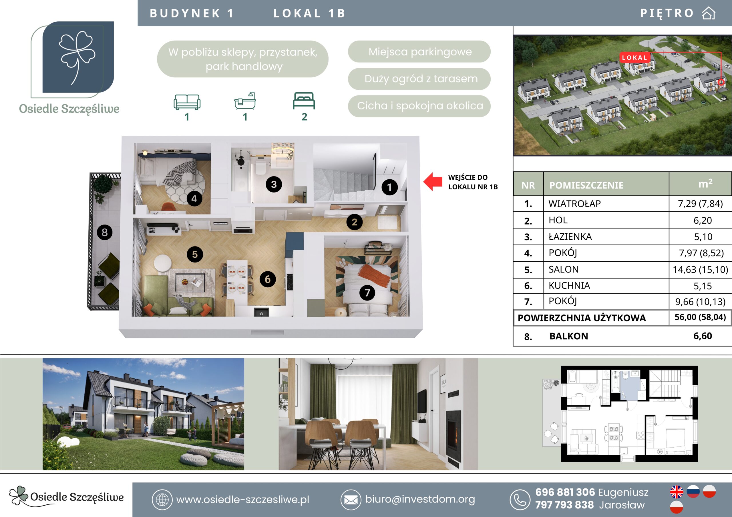 3D floor plan: Apartment 1.1B