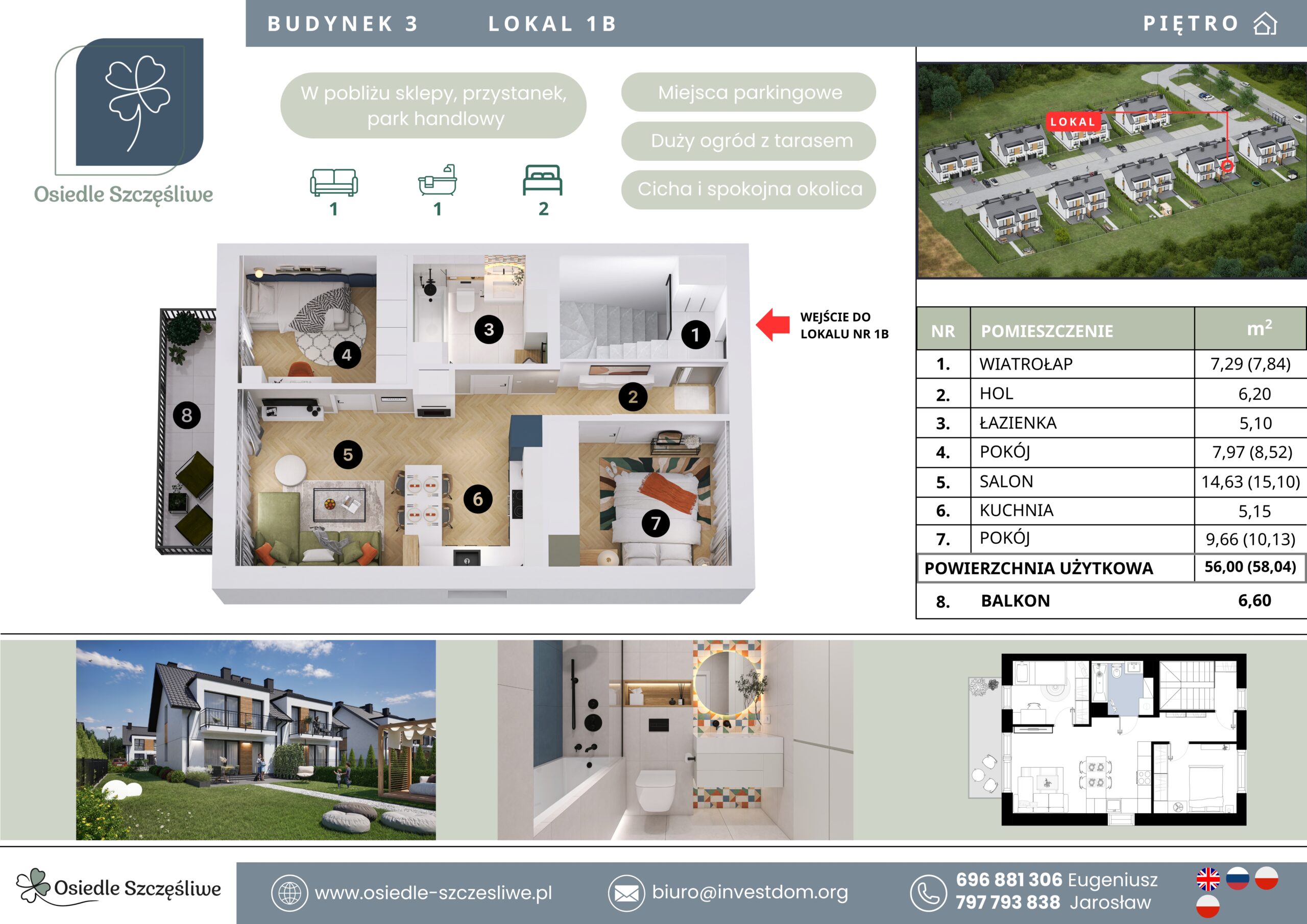 3D floor plan: Apartment 3.1B